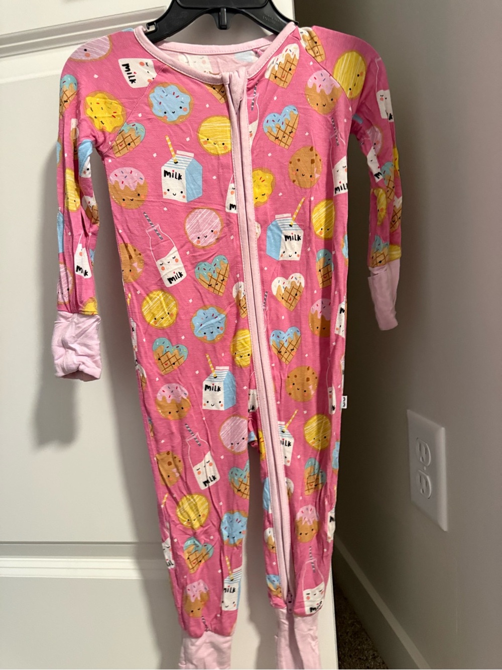 Little Sleepies Pink Milk & Sweets Zip One-Piece Pajamas